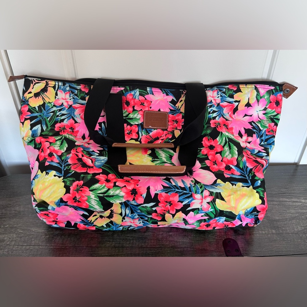 VS PINK Floral Women's Zipper Tote